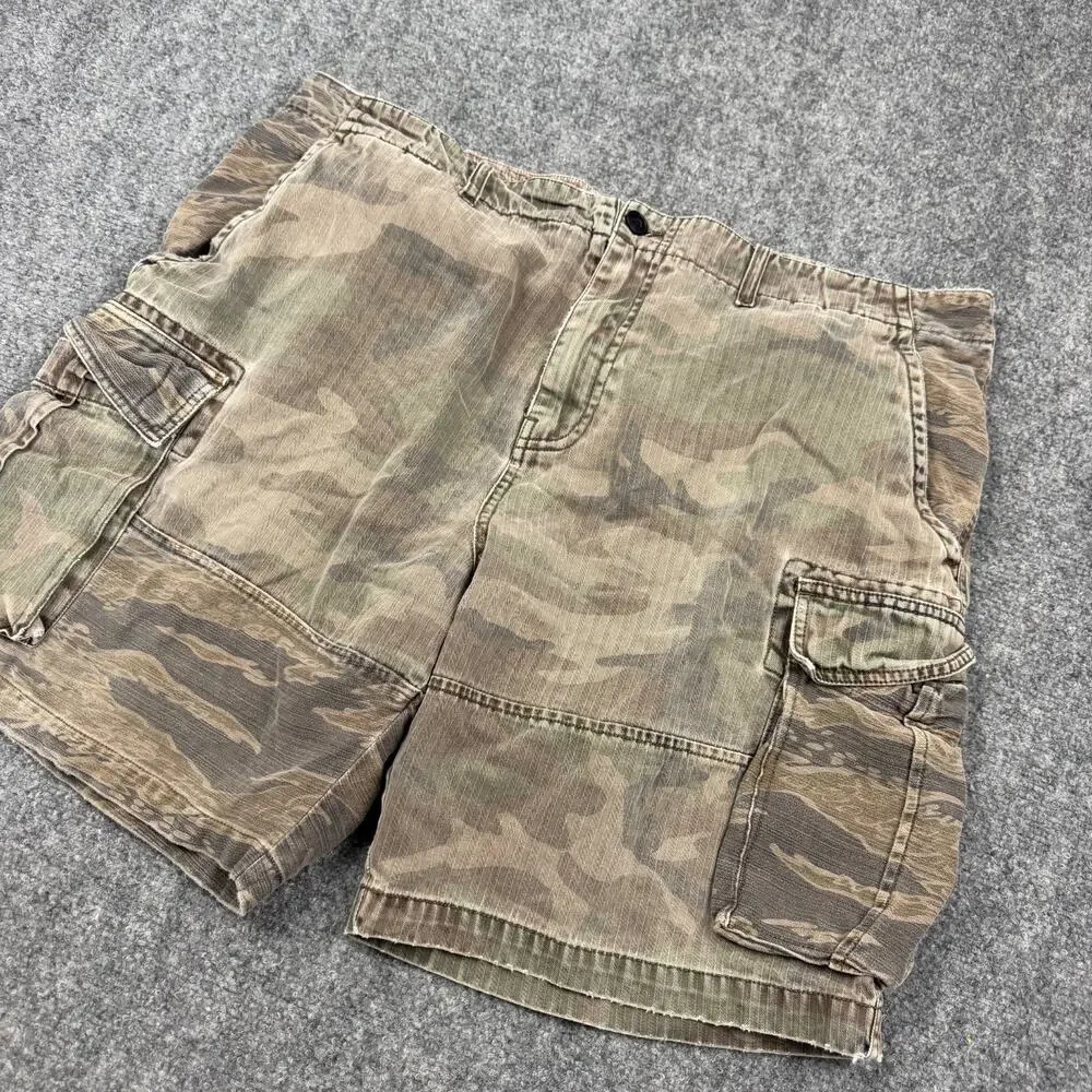 Lucky Brand Mens Camo Cargo Shorts Size 40 Ripstop Military Utility Hunting Y2K
